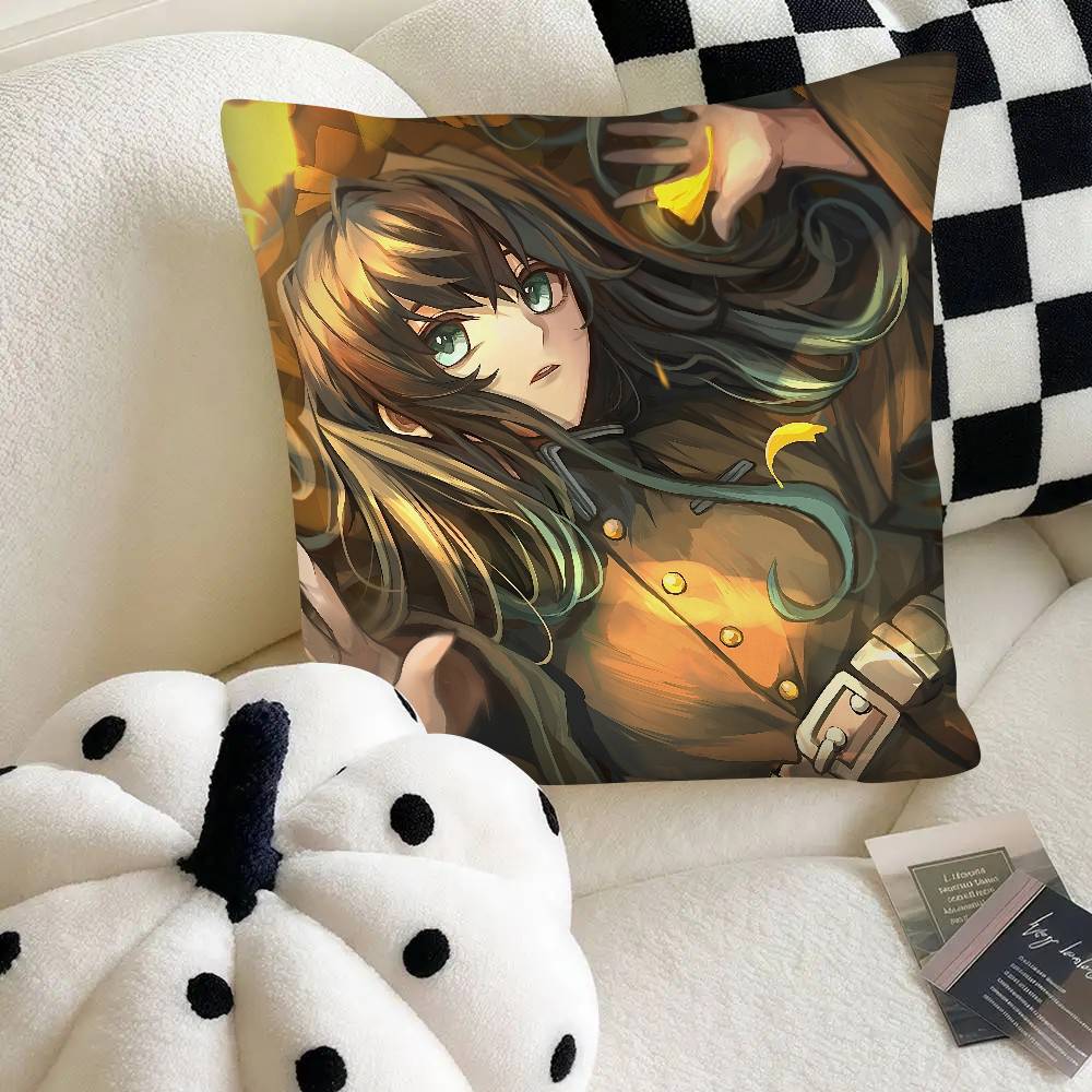 Anime Demon Slayer Muichiro Tokito Pillow Case Fashion Square Pillowcase Bedroom Sofa Room Ins Decoration Leisure