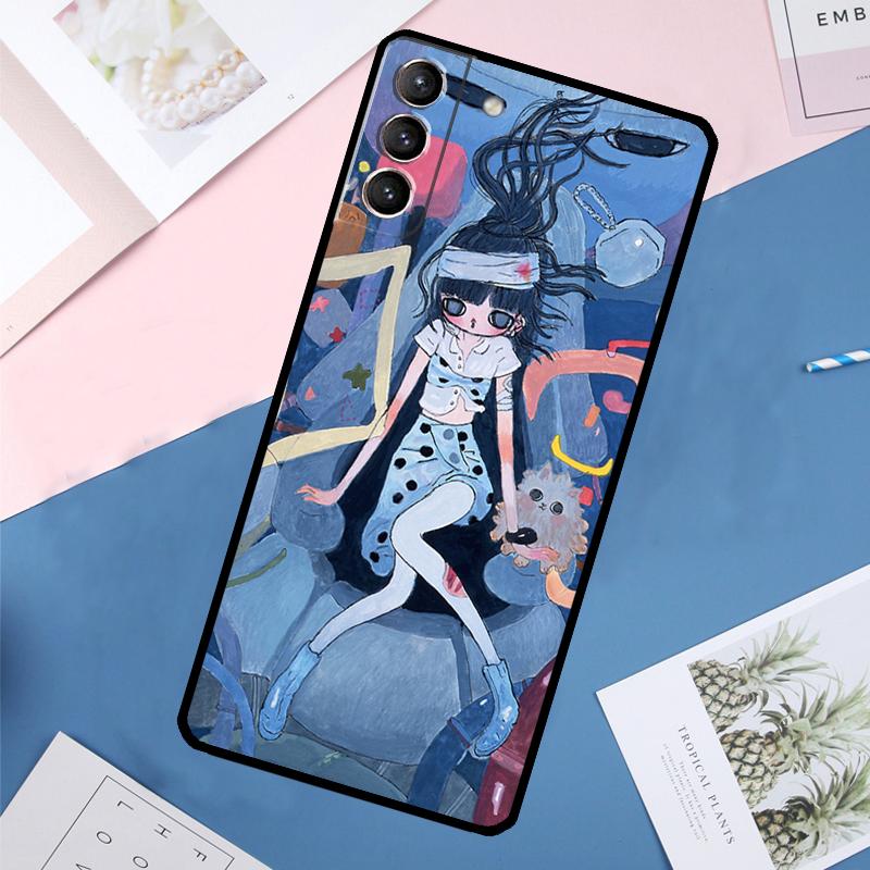 Cartoon Aesthetic Aya Takano Case For Samsung Galaxy S25 Ultra S24 S23 S22 S21 Ultra S9 S10 Plus S23 FE S25 FE Back Cover