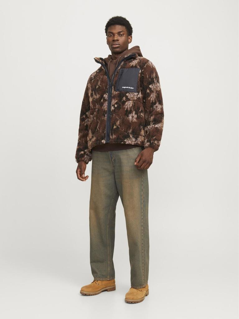 Demi-season Jacket Jack & Jones Jorvesterbro Teddy Jacket Aw24 Noos Short Jacket Chocolate Lab Aop