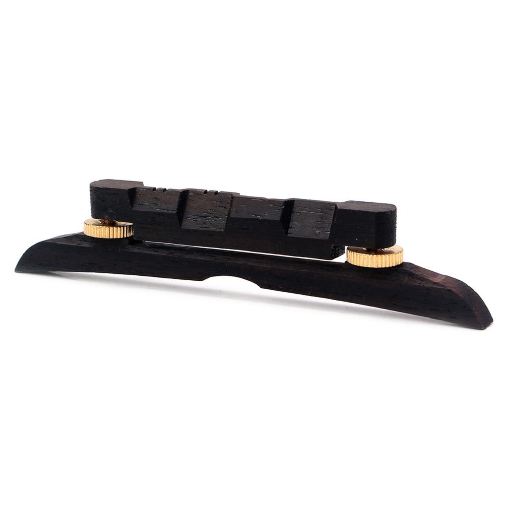 Mandolin Bridge Archtop Style Ebony Wood with Metal Hardware Height Adjustable Ebony Bridge for Mandolin Guitar Bass