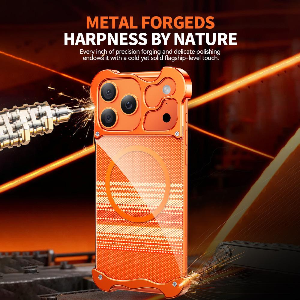 Special-shaped Metal Phone Case for IPhone17 Pro Case Metal Borderless Carbon Fiber Texture High-grade Case for IPhone17 Pro Max