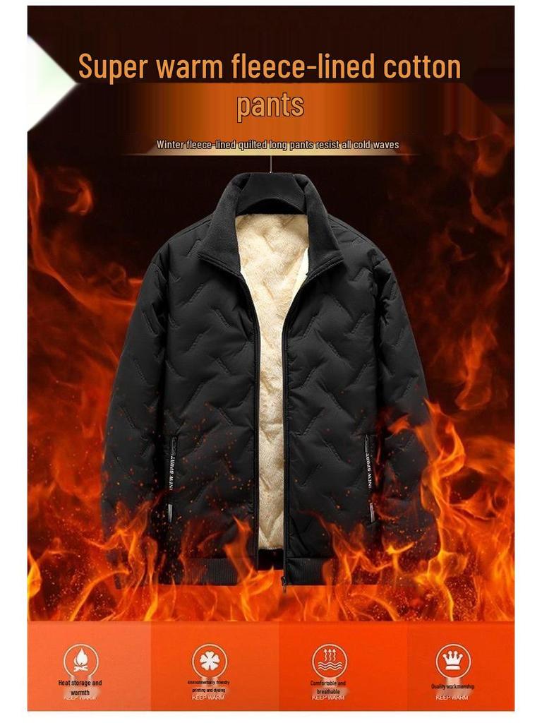 Men's Winter Warm Fleece-Lined Coat - Dirt & Wear Resistant, Loose Fit