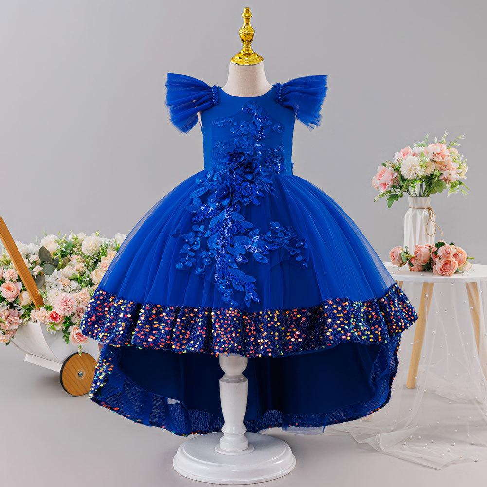 Girls' Princess Dress: New Arrival – Tulle and Sequined Ball Gown with Train for Baby's Birthday Party or Piano Recital