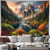 Autumn Mountain Lake Forest Sunset Landscape Wall Tapestry Non Toxic Machine Washable All Season Decor Art Print Nature Design