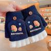 Cold-Proof Capybara Winter Flip Gloves Thickened Kids Knitted Mitten Half Finger Gloves  Writing