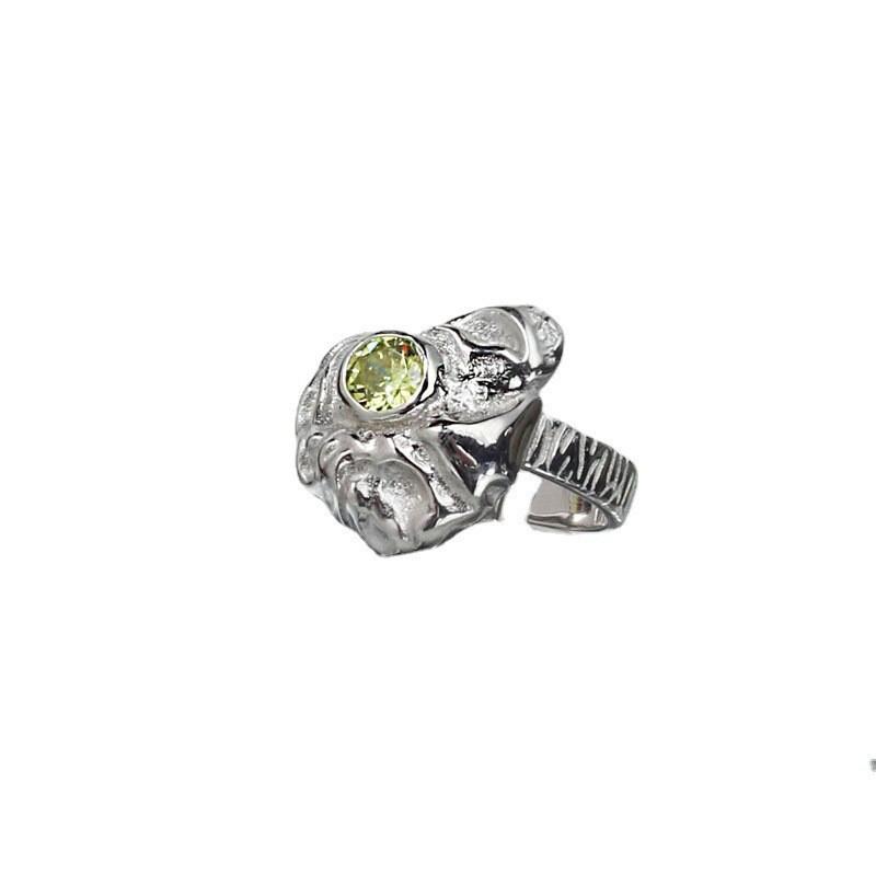 Adjustable Chic Open 925 Sterling Silver Ring With Sparkling Diamondlike Details And Contemporary Aesthetic