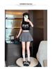 Spicy Girl Grey Polka Dot High Waist A-Line Fluffy Skirt - Women's Sweet Petite Summer 2025