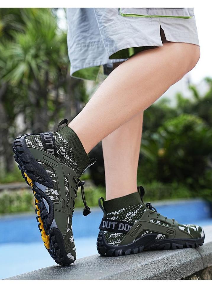 Men's Breathable Flyknit Hiking Shoes - Non-slip, Wear-resistant, Quick-drying, Mid-top Canyoning and Trekking Shoes