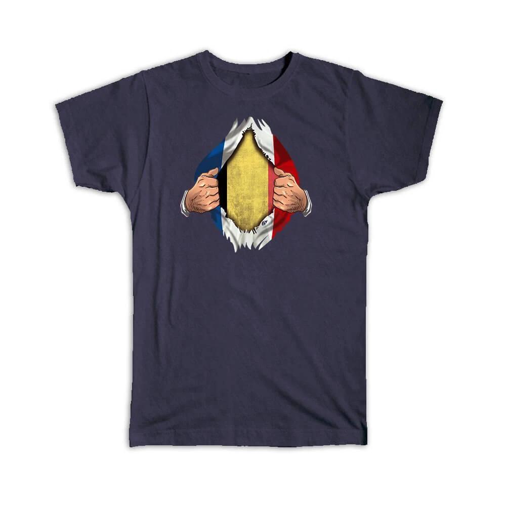 Gift T-Shirt : Belgium French Flag Chest Belgian 2XL