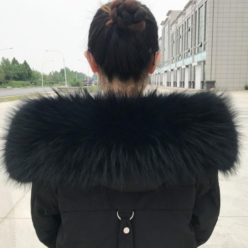 Raccoon Fur Collar Natural Fur Collar Winter Women Scarves Winter Female Gray Fur Collar Shawl Long Warm Genuine Fur Scarf