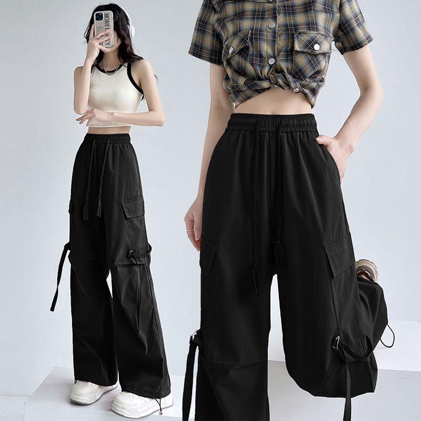 Unisex Cargo Pants | Spring-Summer Thin Straight Wide-Leg Y2K Loose Casual Ankle-Cuffed Long Pants