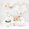 3PCS Cotton Gauze Infant Feeding Bibs Warm Season Gentle Petal Infant Printed Drooling Towel Newborn Toddler Infant Burp Cloth Children