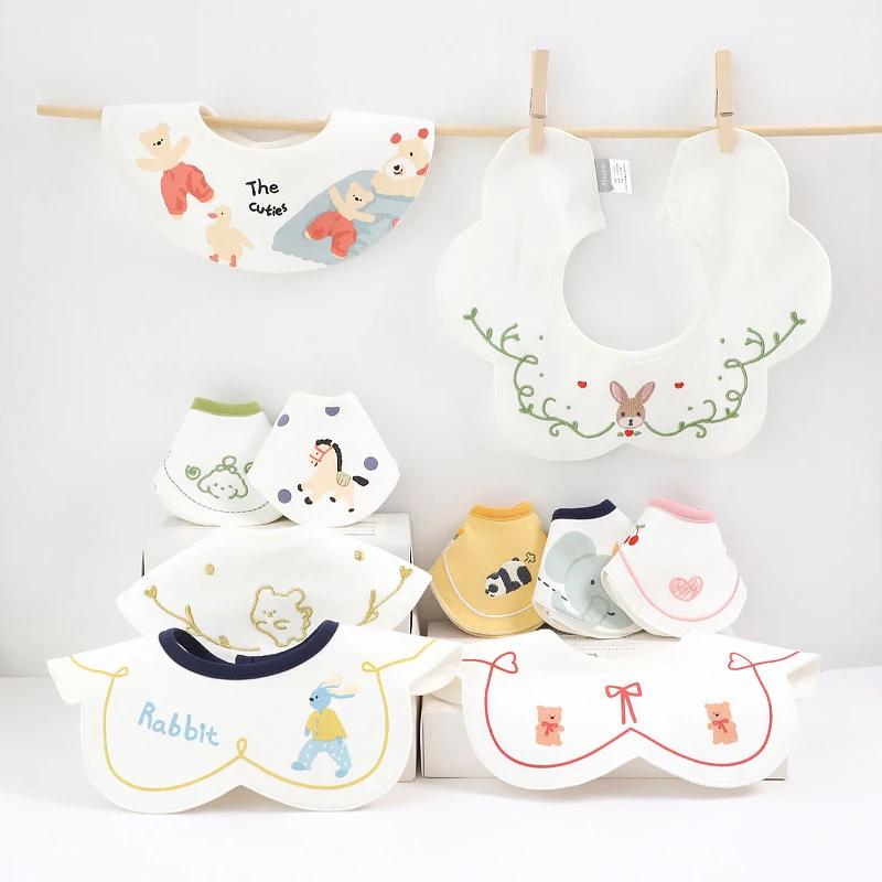 3PCS Cotton Gauze Infant Feeding Bibs Warm Season Gentle Petal Infant Printed Drooling Towel Newborn Toddler Infant Burp Cloth Children