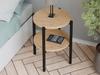 Round Loft Nightstand With Shelf 35X35X46 Cm Metal Black