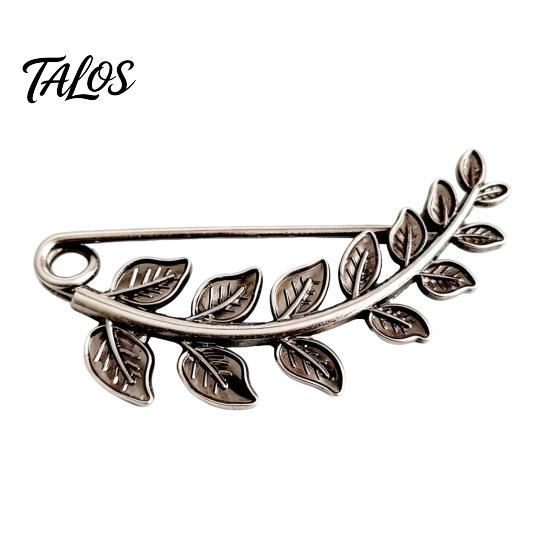 Plum Blossom Clothing Accessory Large Vintage Metal Brooch Pin, Bamboo Feather Flower Branch Safety Hat Pin Decorative for Coats Scarves Cardigans