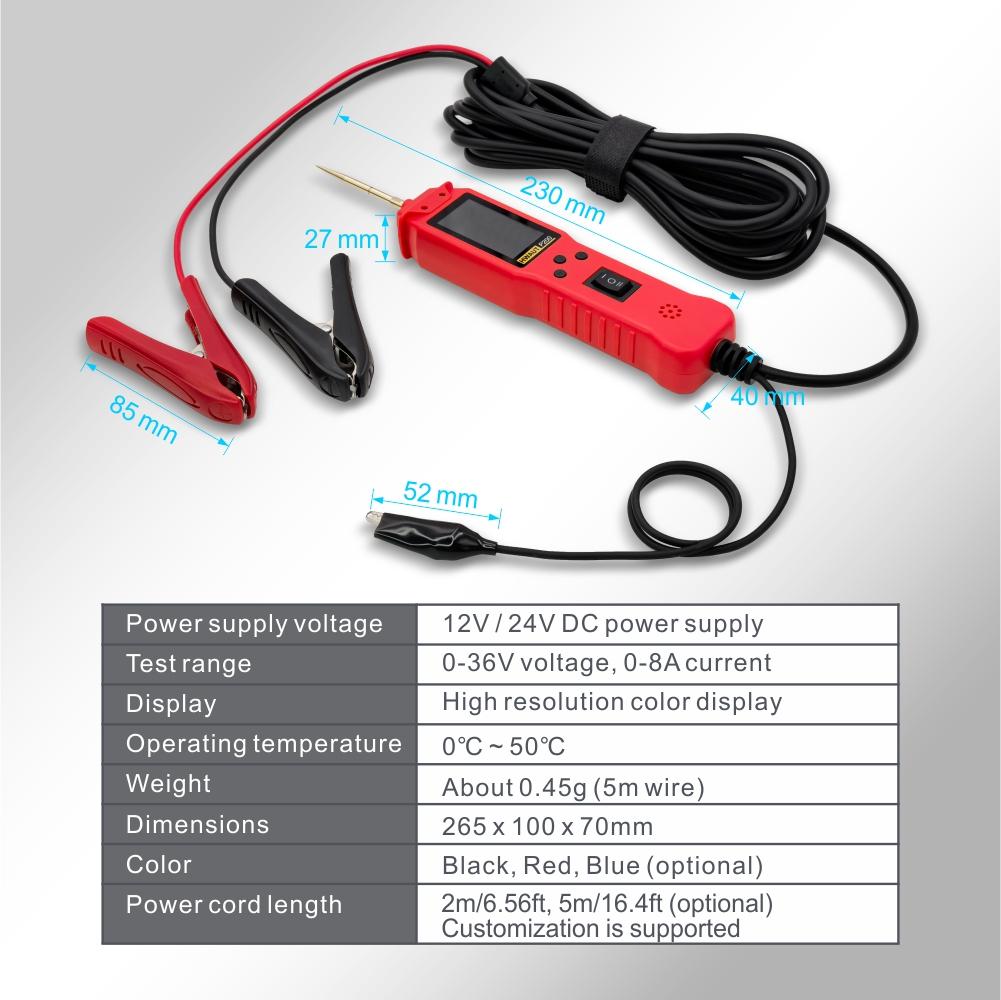P200 Test Unit With 2M Power Cable 12 24V P100 Pro P200 Automotive Circuit Tester Power Circuit Probe Electrical Te