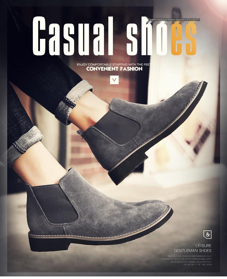 Bottes Chelsea en Cuir Tendance pour Homme Jeune: Baskets Montantes Respirantes en Daim pour un Usage Décontracté et Formel