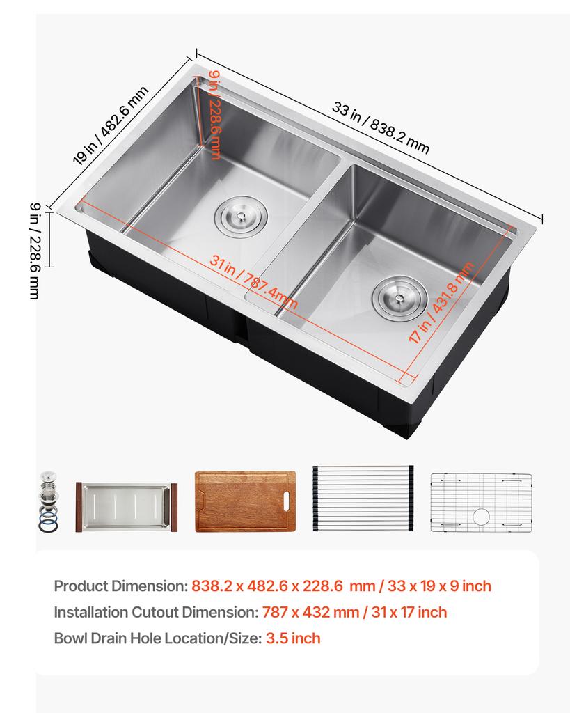 SucceBuy Kitchen Sink Workstation Stainless Steel Top Mount Sink DropIn Single Bowl Farmhouse Basin w/Ledge&Multiple Accessories