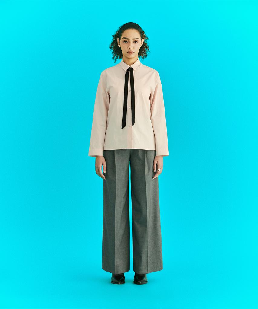 ERER Single Pleat Wide Slacks Gray