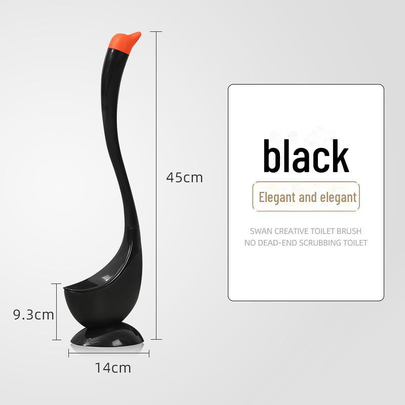 

Туалетный ёршик с длинной ручкой в форме лебедя и основанием — без мертвых углов для легкой очистки чёрный