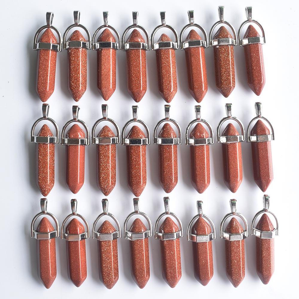 24pcs/lot Fashion quality assorted natural stone mixed pillar charms chakra Pendants & necklaces for making free