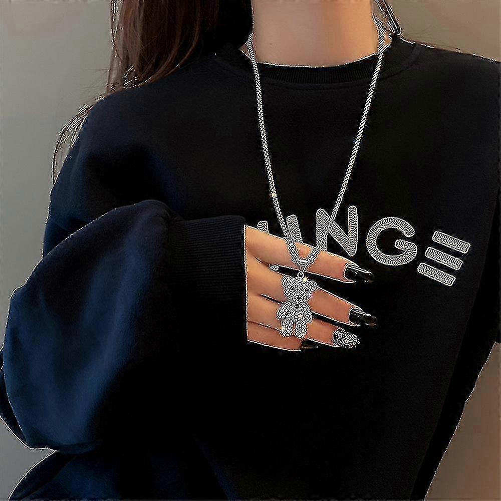 New Necklace Women's Crystal Chain Love Pendant Children's Jewelry Girl's Gift