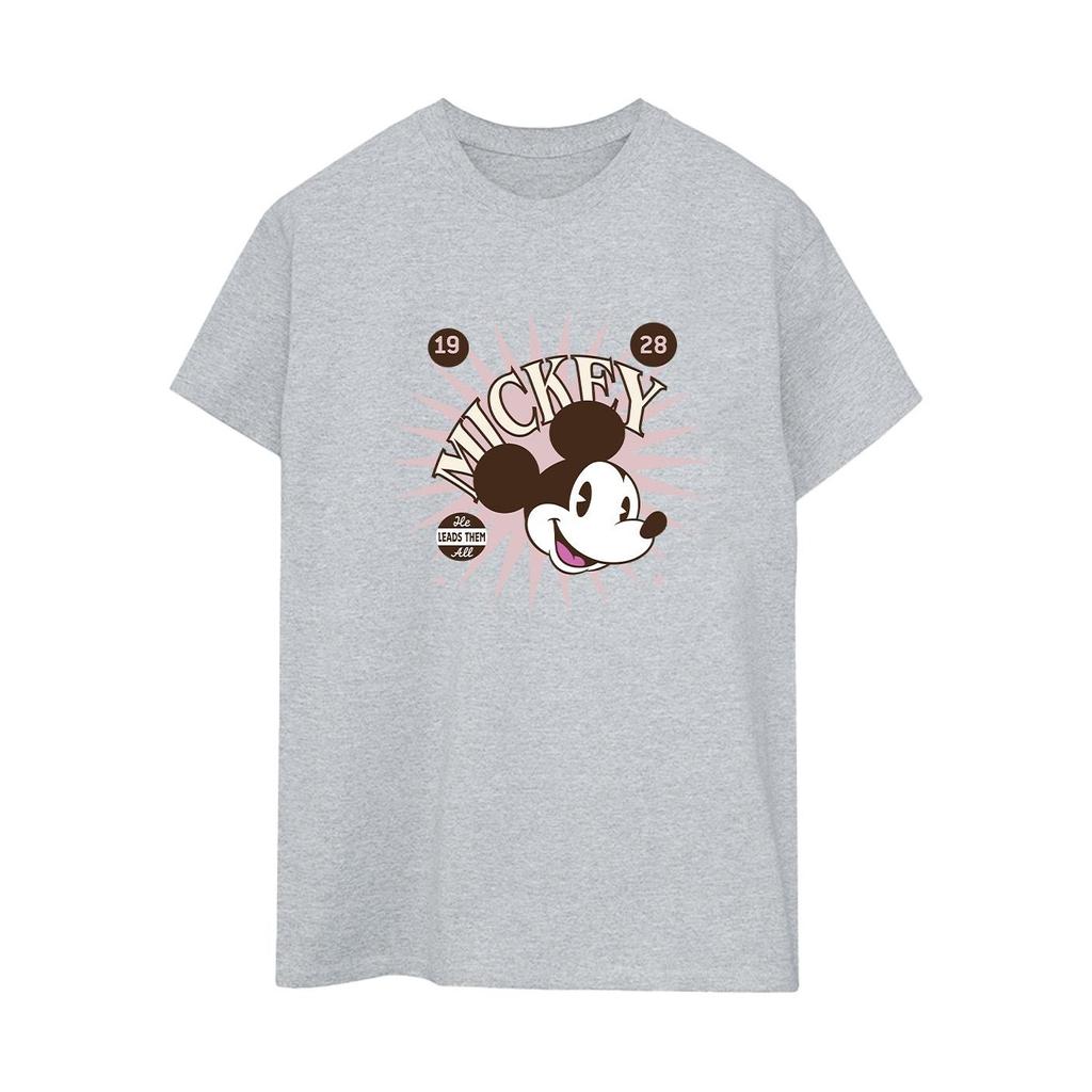 Disney Womens/Ladies Mickey Mouse Vintage Leads Them All Cotton Boyfriend T-Shirt