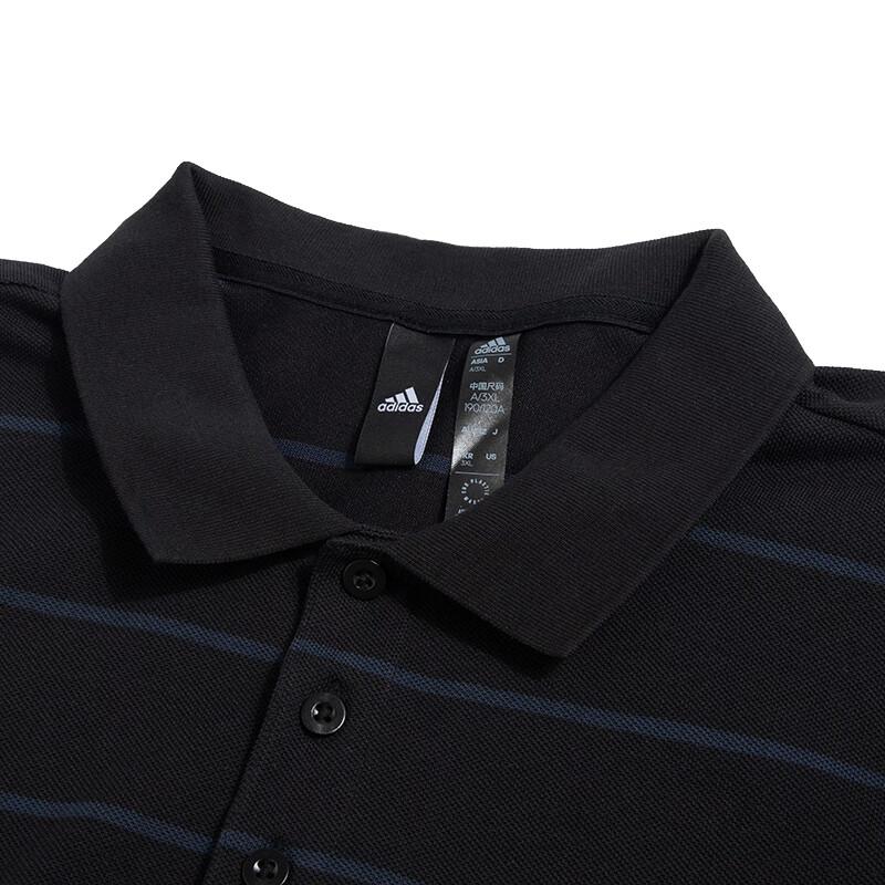 adidas Embroidered Striped Half-Button Polo Shirt Men Tops Black IA8163
