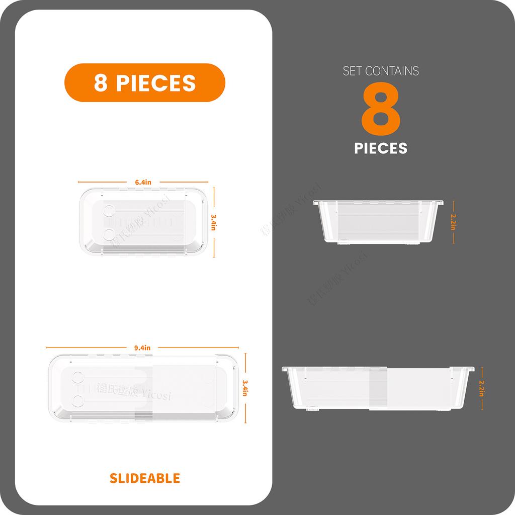 Transparent Drawer Partition Storage Box Freely Extendable and Stackable Storage Box Desktop for Organizing Sundries Storage Compartment Box