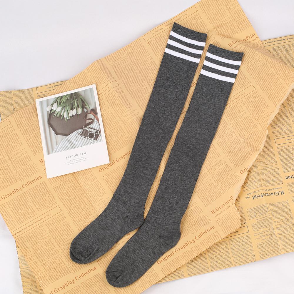 Long Socks With Three Stripes And Over The Knee College Style Performance Dance Women's Pressure Cotton Stocking