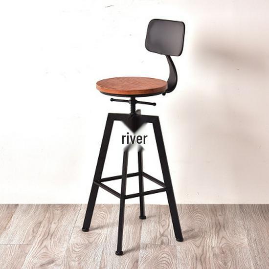 American Solid Wood & Iron Bar Stool, Coffee Shop Chair, Adjustable Counter & Bar Seating, Free Shipping