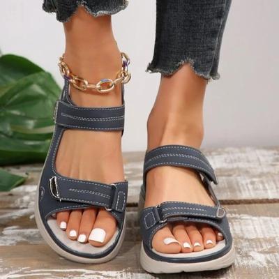 Brand Hook Loop Sandals Women Summer Leather Light Leisure Wedge Platform Shoes Blue Girls Outside Anti-slide Apricot 43