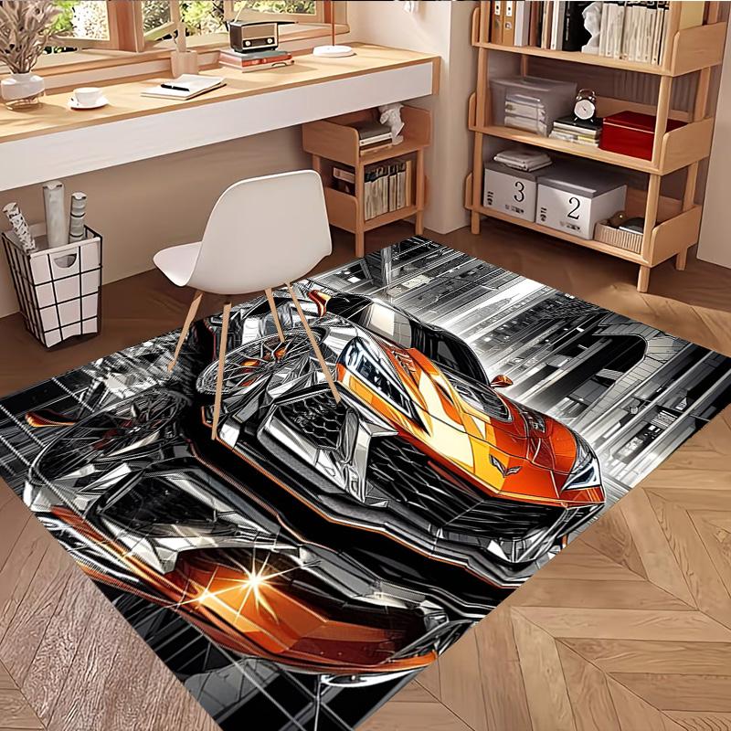 Sports car Print Rug, Washable Floor Carpet, For Entryway Dorm Laundry Room Office Study, Home Decor Birthday Christmas Gift