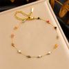 Gold Multicolor Natural Stone Beaded Anklet – Boho Chakra Jewelry, Energy Balance Gift for Women
