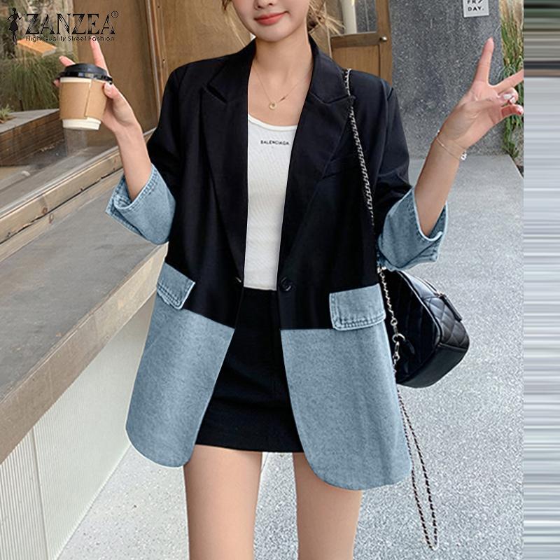 ZANZEA Cárdigan Blazer Casual de Manga Larga con Solapa de Pico para Mujer