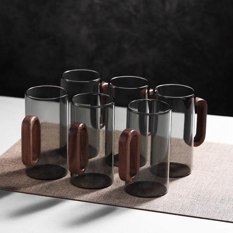 Tazza da tè con manico in vetro e legno – Tazza da caffè in borosilicato ad alta capacità