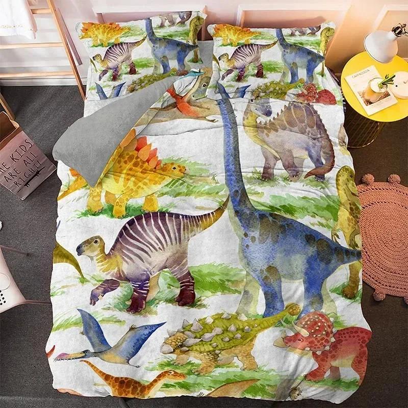 Cartoon Dinosaur Bedding Set Duvet Cover Sheet Printed Bed Set Pillowcase Bed Full Queen King Size Comforter Bedroom