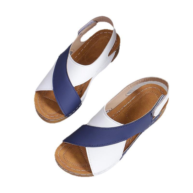Women's Plus Size Summer Roman Sandals: Open Toe Velcro Beach Slippers