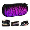 Custom Purple Fire Racing Flames Pencil Case for Boys Gilrs Large Storage Pen Box Bag School Supplies