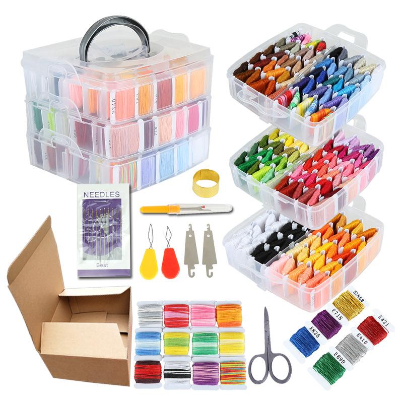 

192Color Embroidery Thread Set DIY Cotton Multi Color New Cross Stitch Thread Metal Wire Knitting Set Process Line Storage Box светло-зеленый