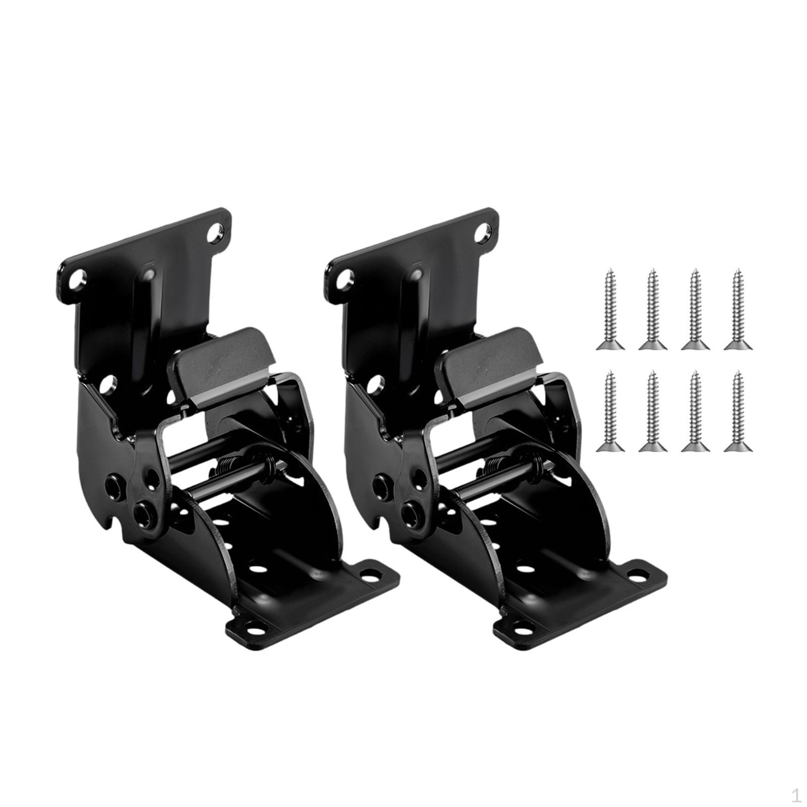

2 Pieces Brackets for Table Legs Foldable Hinges Accessory Hardware Easy Installation Self Locking Black