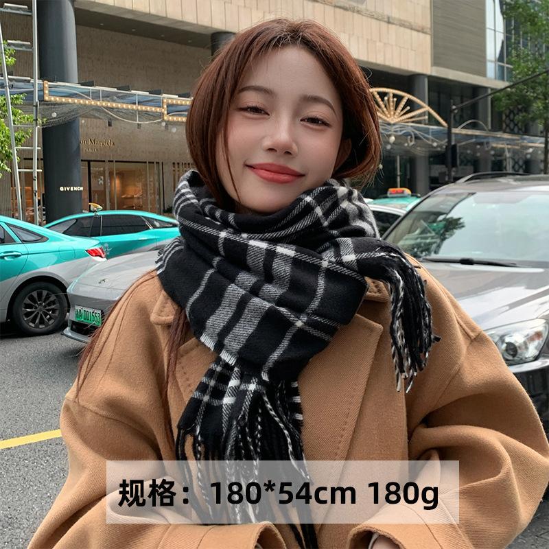 

65 * 200 см осень и зима новый женский универсальный простой большой кисточкой имитация кашемира двухсторонний шарф для тепла и атмосферы, шаль 200*65cm
