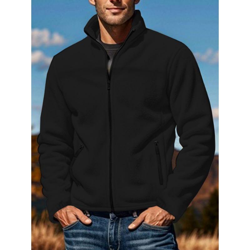 2025 New Men's Fleece Autumn Winter Outdoor Zipper Stand-up Collar Jacket Top