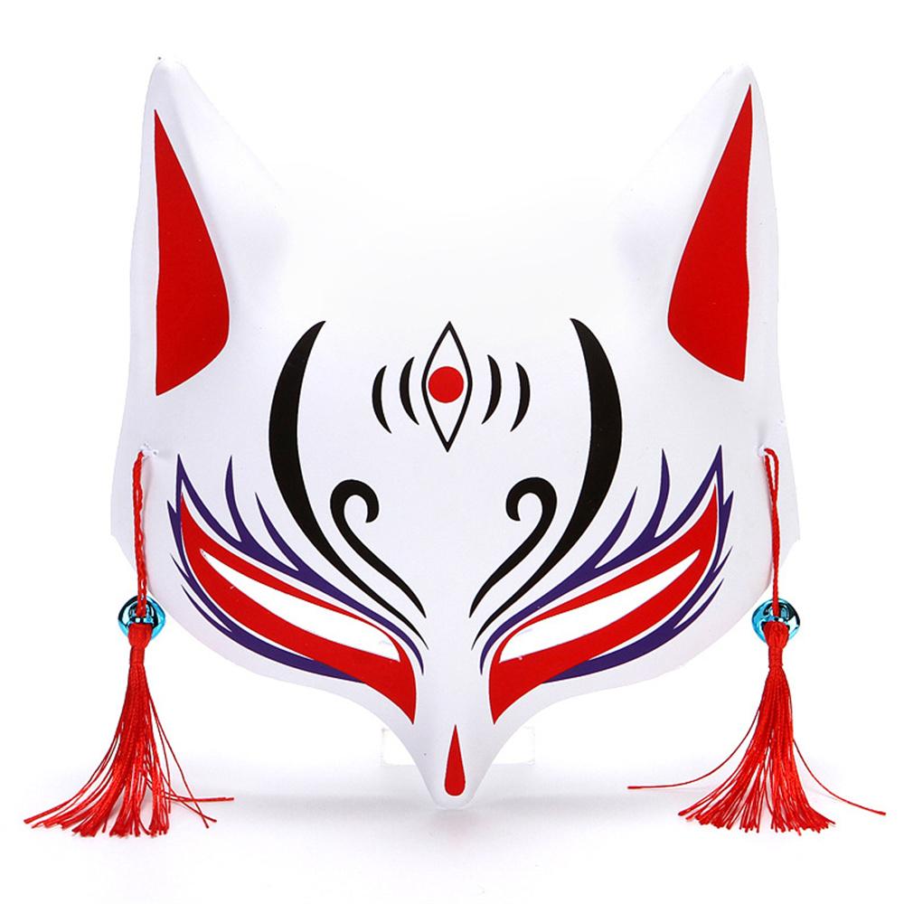 Half Face  Mask Hand-painted Fashion Mask Halloween Masquerade Party Tassels Anime Fox Mask For Costume Parties Anime