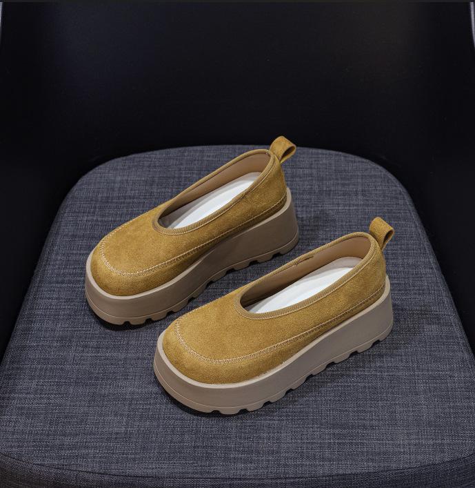 Female Big Head Ugly Cute Casual Fashion Versatile Round Head Thick Sole One Pedal Dad Shoes Woman