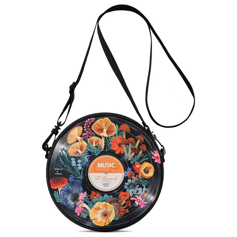 Women'S Personalized Vinyl Record Cosmetic Bag Shoulder Bag Backpack Storage Bag Polyester Travel Storage Bag