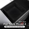 For Tesla Model 3 Highland 2025 Center Console Storage Box Flocking Car Central Armrest Tray Organizer Accessories Tidying