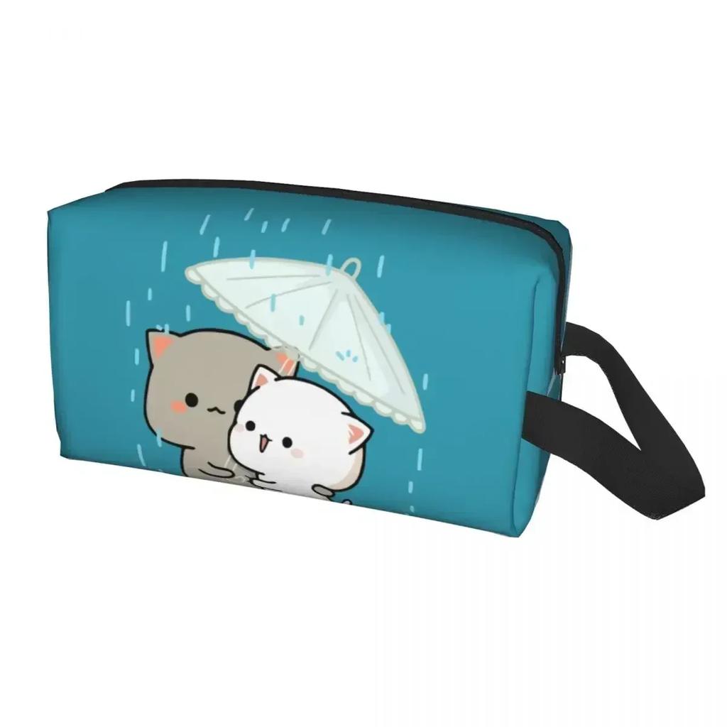 Peach And Goma Travel Cosmetic Bag for Women Kawaii Makeup Toiletry Organizer Lady Beauty Storage Dopp Kit