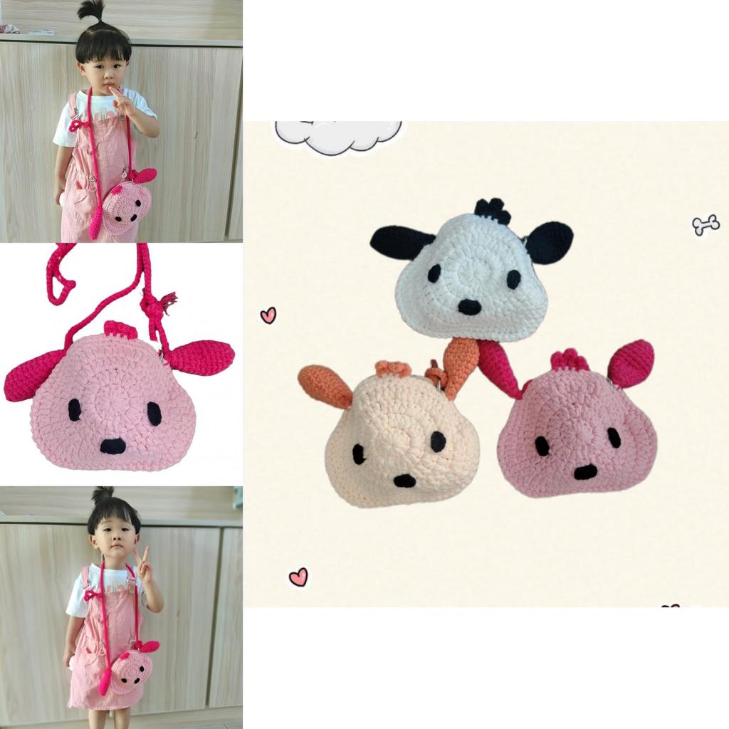 Adorable Cartoon Shoulder Bag For Kids Cute Knitted Animal Pattern Preschool Use