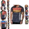 Men's Letter Print Gym T-shirt With Germany Sweden Portugal Russia Design Slim Fit